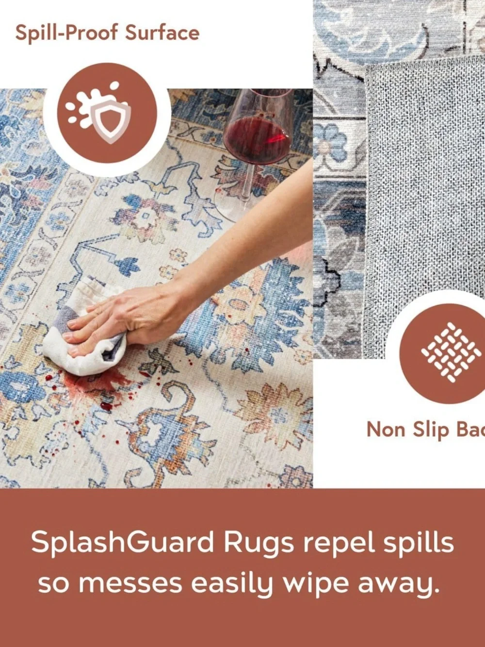 🏠 🧮 nuLOOM SplashGuard Calli Area Rug – Beige/Ivory 4’ x 6’